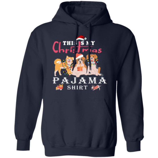 Cute Dog This is My Christmas Pajama Shirt Hoodie Navy S