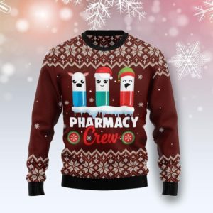 Cute Pharmacy Crew Santa Christmas Sweater AOP Sweater Maroon S