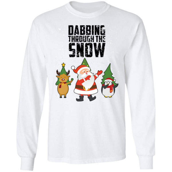 Dabbing Through The Snow Santa Christmas Shirt LS Ultra Cotton T-Shirt White S