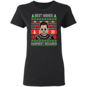 David Best Wishes Warmest Regards Christmas Shirt Ladies T-Shirt Black S