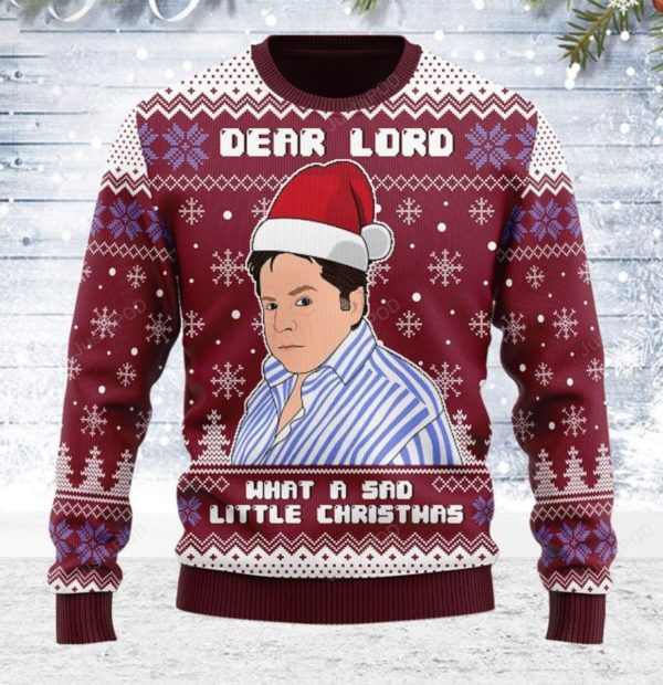 Dear Lord What A Sad Little Christmas Christmas Sweater AOP Sweater Maroon S