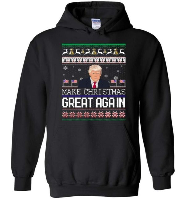 Donald Trump American Flag Make Christmas Great Again Christmas Shirt Hoodie Black S