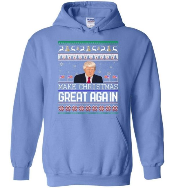 Donald Trump American Flag Make Christmas Great Again Christmas Shirt Hoodie Carolina Blue S