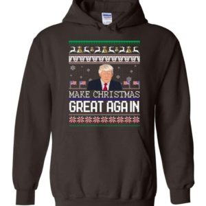Donald Trump American Flag Make Christmas Great Again Christmas Shirt Hoodie Dark Chocolate S