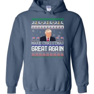 Donald Trump American Flag Make Christmas Great Again Christmas Shirt Hoodie Indigo Blue S
