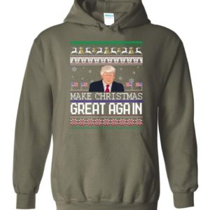 Donald Trump American Flag Make Christmas Great Again Christmas Shirt Hoodie Military Green S