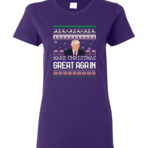 Donald Trump American Flag Make Christmas Great Again Christmas Shirt Ladies T-Shirt Purple S