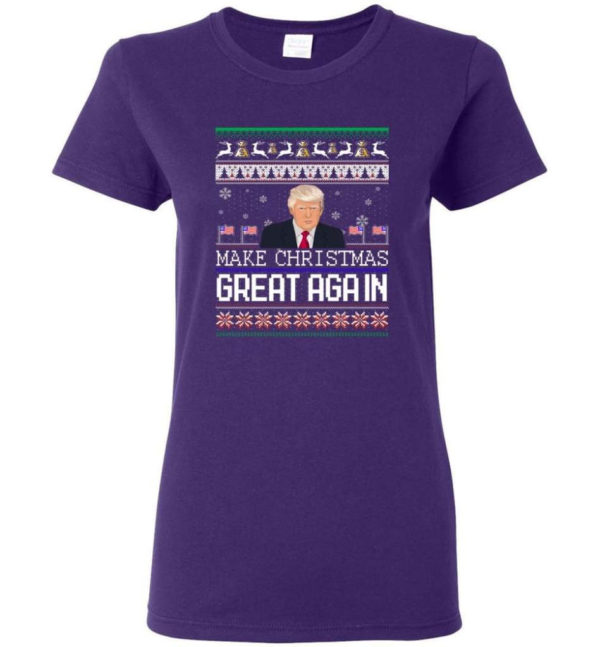 Donald Trump American Flag Make Christmas Great Again Christmas Shirt Ladies T-Shirt Purple S