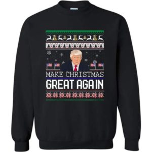 Donald Trump American Flag Make Christmas Great Again Christmas Shirt Sweatshirt Black S