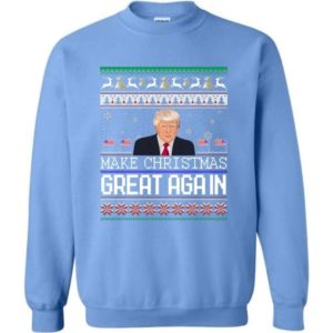 Donald Trump American Flag Make Christmas Great Again Christmas Shirt Sweatshirt Carolina Blue S
