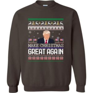 Donald Trump American Flag Make Christmas Great Again Christmas Shirt Sweatshirt Dark Chocolate S