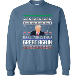Donald Trump American Flag Make Christmas Great Again Christmas Shirt Sweatshirt Indigo Blue S