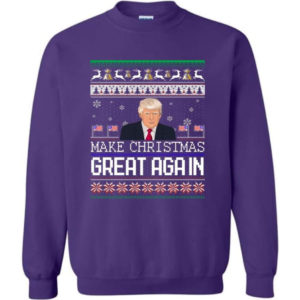 Donald Trump American Flag Make Christmas Great Again Christmas Shirt Sweatshirt Purple S