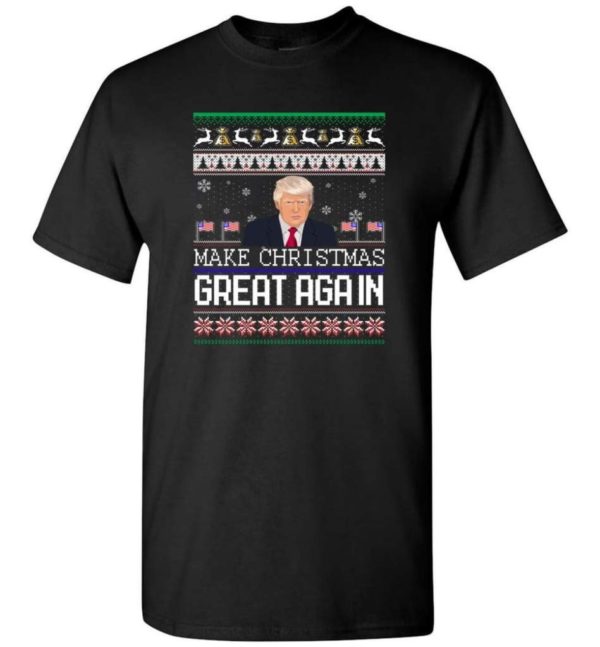 Donald Trump American Flag Make Christmas Great Again Christmas Shirt Unisex T-Shirt Black S