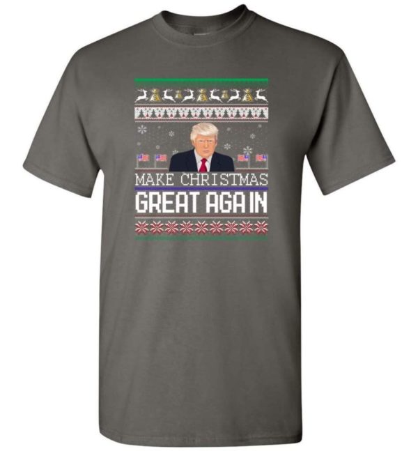 Donald Trump American Flag Make Christmas Great Again Christmas Shirt Unisex T-Shirt Charcoal S