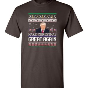 Donald Trump American Flag Make Christmas Great Again Christmas Shirt Unisex T-Shirt Dark Chocolate S
