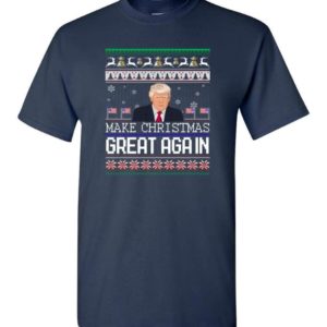 Donald Trump American Flag Make Christmas Great Again Christmas Shirt Unisex T-Shirt Navy S