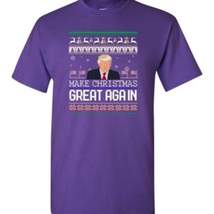Donald Trump American Flag Make Christmas Great Again Christmas Shirt Unisex T-Shirt Purple S