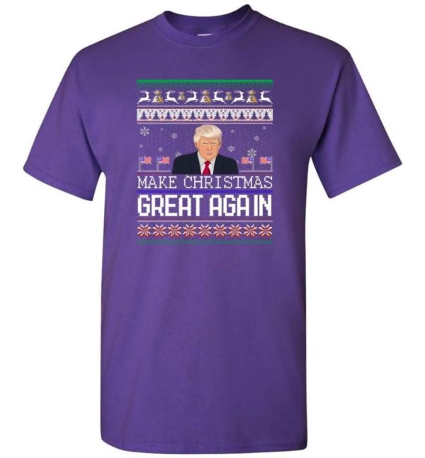 Donald Trump American Flag Make Christmas Great Again Christmas Shirt Unisex T-Shirt Purple S