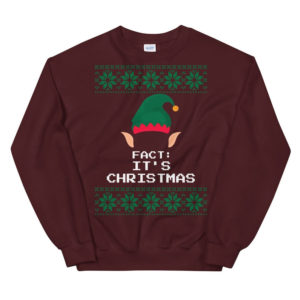 Dwight Schrute Elf Fact It's Christmas Sweatshirt Sweatshirt Maroon S