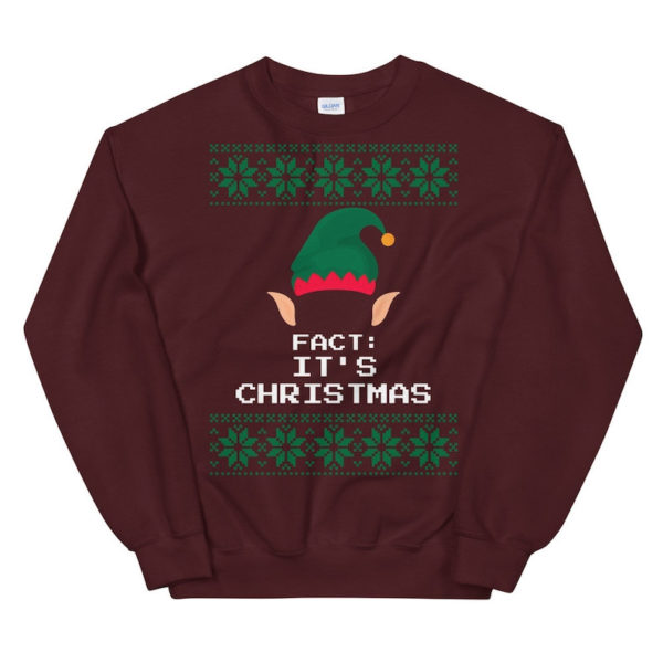 Dwight Schrute Elf Fact It's Christmas Sweatshirt Sweatshirt Maroon S