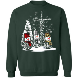 Faith hope love snow man christmas shirt Crewneck Sweatshirt Forest Green S