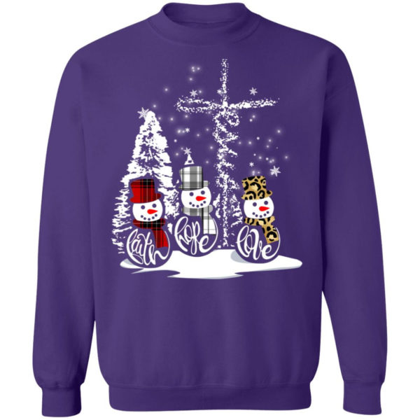 Faith hope love snow man christmas shirt Crewneck Sweatshirt Purple S