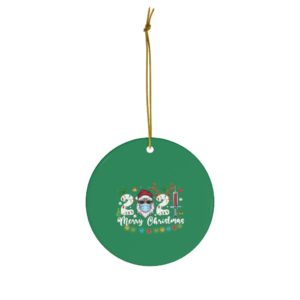 Family 2021 Merry Christmas Ceramic Ornaments Circle One Size