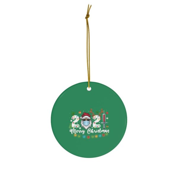 Family 2021 Merry Christmas Ceramic Ornaments Circle One Size