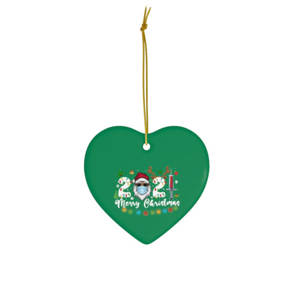 Family 2021 Merry Christmas Ceramic Ornaments Heart One Size