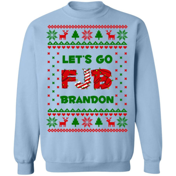 FJB Let’s Go Brandon Christmas Shirt Crewneck Pullover Sweatshirt Light Blue S