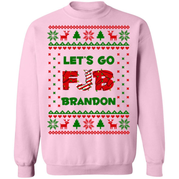 FJB Let’s Go Brandon Christmas Shirt Crewneck Pullover Sweatshirt Light Pink S