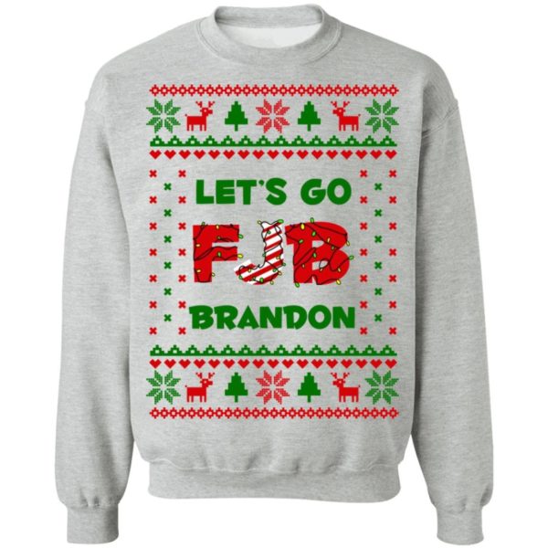 FJB Let’s Go Brandon Christmas Shirt Crewneck Pullover Sweatshirt Sport Grey S