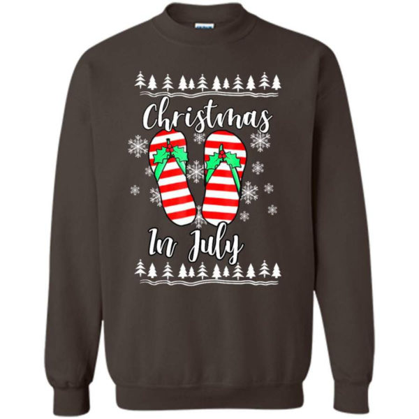 Flip Flops Christmas In July Christmas Sweatshirt Sweatshirt Dark Chocolate S