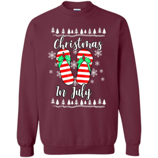 Flip Flops Christmas In July Christmas Sweatshirt Sweatshirt Maroon S