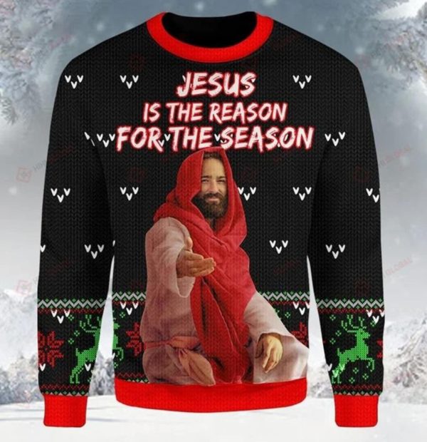 Focus On Jesus Is The Reason For The Season Christmas Sweater AOP Sweater Black S