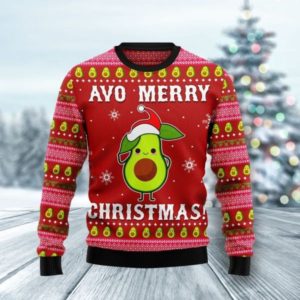 Funny Avo Santa Avo Merry Christmas Sweater AOP Sweater Red S