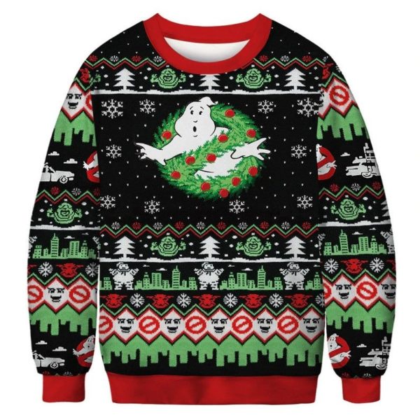Funny Christmas Ghostbusters Christmas Sweater AOP Sweater Black S