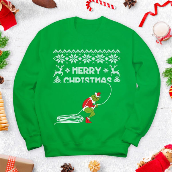 Funny Christmas Grinch Stealing Christmas Sweatshirt Sweatshirt Irish Green S
