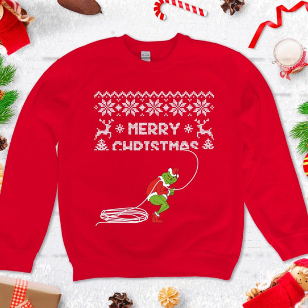 Funny Christmas Grinch Stealing Christmas Sweatshirt Sweatshirt Red S