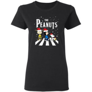 Funny Christmas The Peanuts Abbey Road Christmas Shirt Ladies T-Shirt Black S