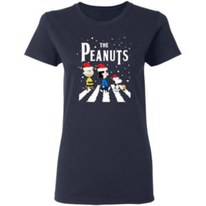 Funny Christmas The Peanuts Abbey Road Christmas Shirt Ladies T-Shirt Navy S