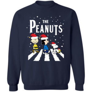Funny Christmas The Peanuts Abbey Road Christmas Shirt Sweatshirt Navy S