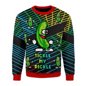 Funny Cucumber Tickle My Pickle 3D Christmas Sweater AOP Sweater Green S