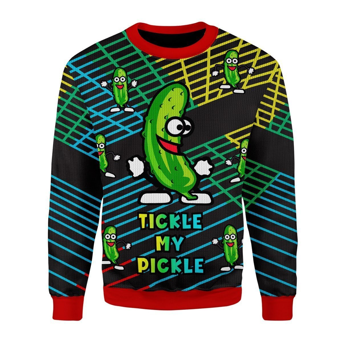 funny-cucumber-tickle-my-pickle-3d-christmas-sweater-aop-sweater-green-s.jpeg Funny Cucumber Tickle My Pickle 3D Christmas Sweater AOP Sweater Green S
