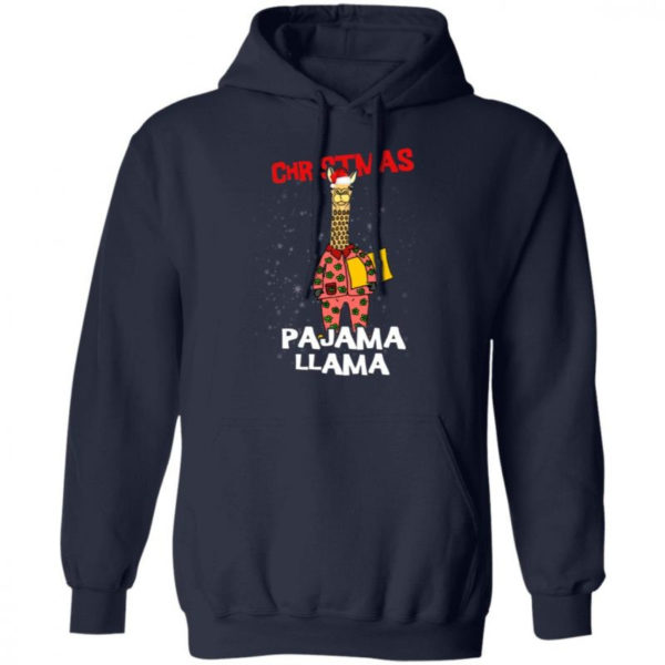 Funny Giraffe Christmas Pajama Llama Christmas Shirt Hoodie Navy S
