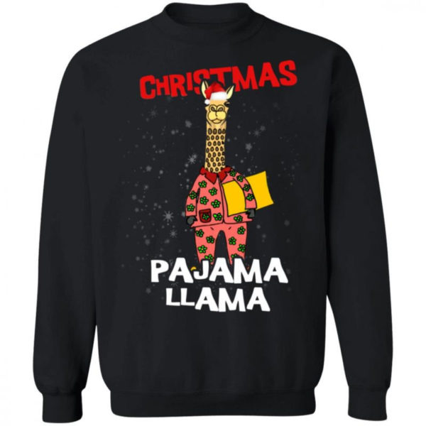 Funny Giraffe Christmas Pajama Llama Christmas Shirt Sweatshirt Black S