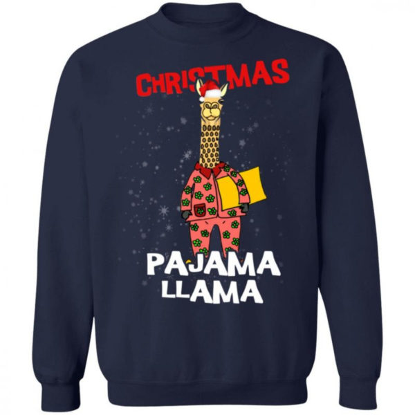Funny Giraffe Christmas Pajama Llama Christmas Shirt Sweatshirt Navy S