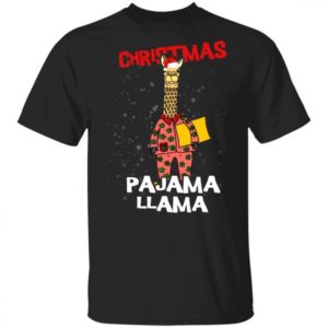 Funny Giraffe Christmas Pajama Llama Christmas Shirt Unisex T-Shirt Black S