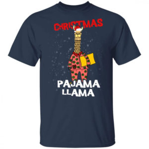 Funny Giraffe Christmas Pajama Llama Christmas Shirt Unisex T-Shirt Navy S